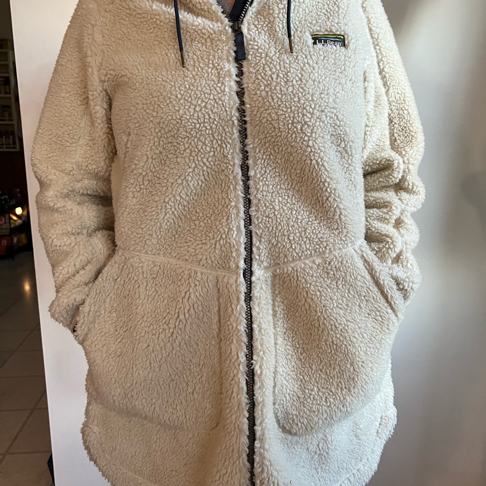 L.L. Bean Women's Natural  Mountain Pile Fleece Coat